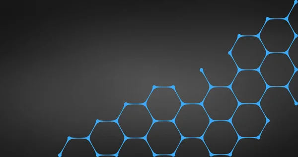 Hexagon nanotechnology Molecular Grid Dark Background, vector illustration. — Stock Vector