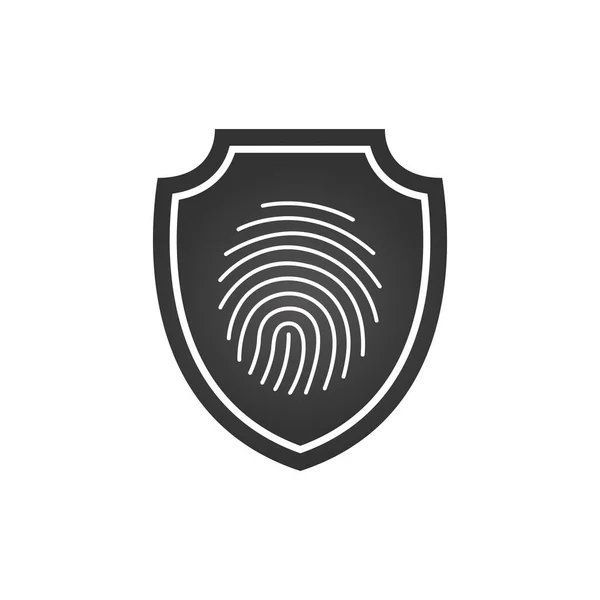 Elemento de diseño de logotipo de escudo de seguridad de impresión de dedo. Ilustración vectorial aislada sobre fondo blanco . — Vector de stock