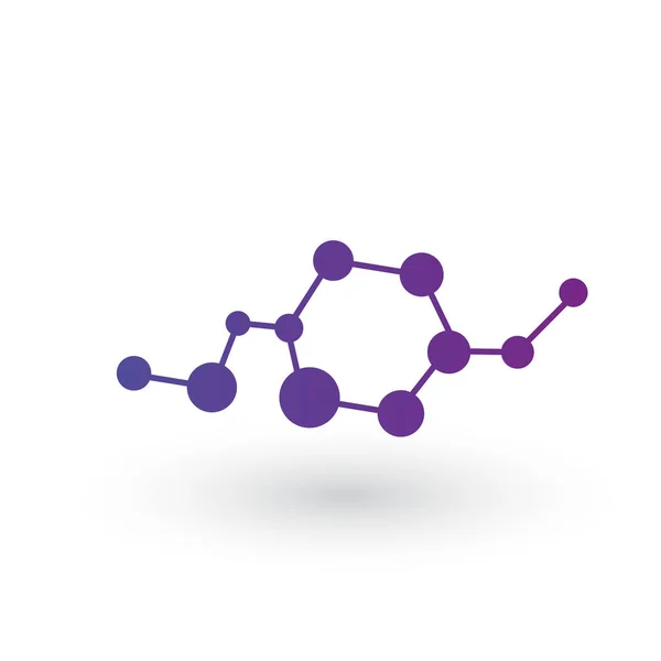 ADN-ul și pictograma moleculară. Structura moleculară. Logo șablon vectorial pentru medicină, știință, tehnologie, chimie, biotehnologie, rețea hub. ilustrație vectorială izolată pe fundal alb . — Vector de stoc