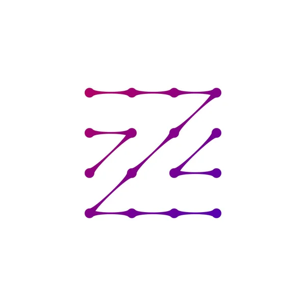 Letter Z 로고는 점과 선, 분자 구조로 구성되어 있습니다. 스톡 벡터 일러스트레이션, 흰색 배경에서 격리. — 스톡 벡터