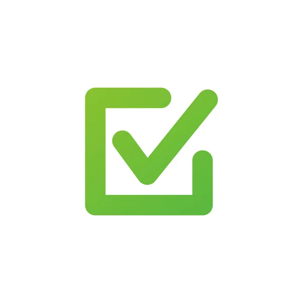 Ilustração vetorial do ícone da caixa de seleção verde isolada no fundo branco — Vetor de Stock