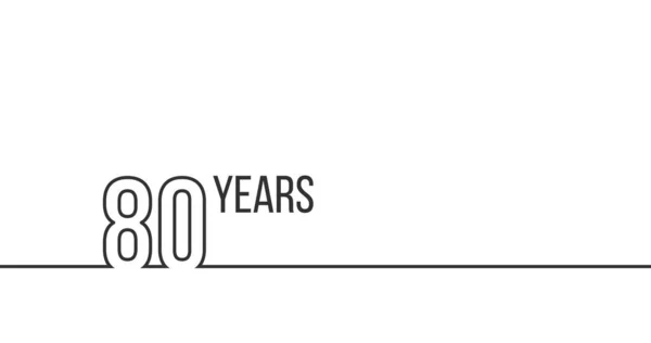 80 años de aniversario o cumpleaños. Gráficos lineales. Puede ser utilizado para materiales de impresión, folletos, cubiertas, informes. Ilustración vectorial aislada sobre fondo blanco . — Archivo Imágenes Vectoriales