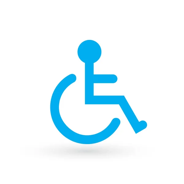 Wheelchair, handicapped or accessibility parking or access sign flat blue vector icon for apps and print. vector illustration isolated on white background. — Stock Vector