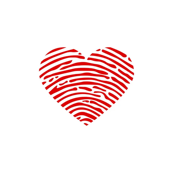 Impronta digitale impostata con l'idea del concetto di simbolo Love Heart. Illustrazione vettoriale di serie isolata su sfondo bianco — Vettoriale Stock