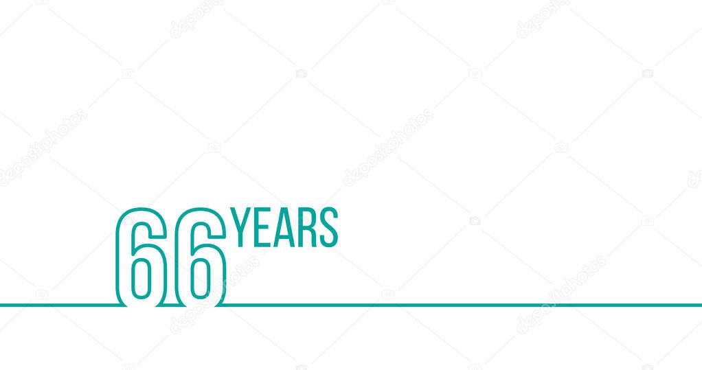 66 years anniversary or birthday. Linear outline graphics. Can be used for printing materials, brouchures, covers, reports. Stock Vector illustration isolated on white background