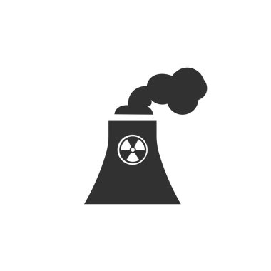 Nükleer santral, fabrikadan çıkan duman baca simgesi, hava kirliliği