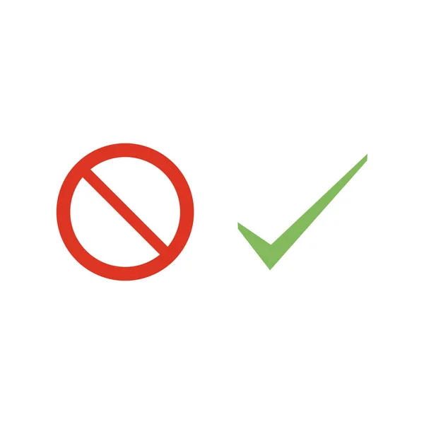 Yea and No icons, red ban sign with green checkmark. approval icons. Stock Vector illustration isolated on white background. — Stock Vector