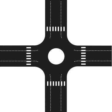 Asphalt Kavşağı planı. Hisse Vektörü illüstrasyonu beyaz arkaplanda izole edildi.