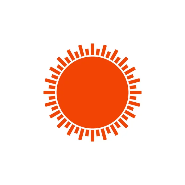 Ikon Orange Sun meledak. Modern sederhana sinar matahari datar, tanda. Ilustrasi Vektor Stok diisolasi pada latar belakang putih . - Stok Vektor