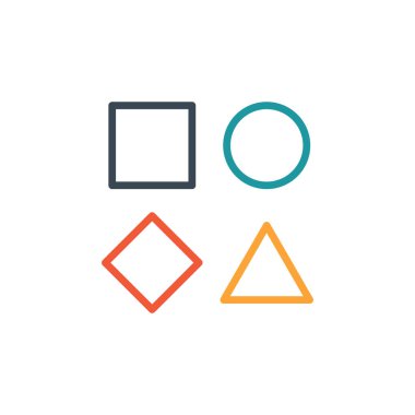 Üçgenli basit doğrusal geometrik logo şablonu, kare