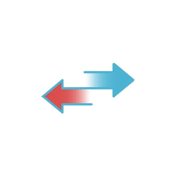 El icono de flechas izquierda y derecha en colores rojo y azul. Flechas de sy — Vector de stock
