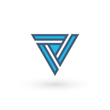 Geometrik üçgen, soyut logo tasarımı. Teknoloji iş kimliği konsepti. Yaratıcı şirket şablonu. Stok Vektörü illüstrasyonu izole edildi