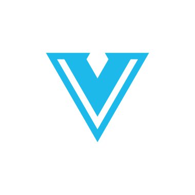 V harfi ya da ok logosu tasarımı. Geometrik üçgen ok şablonu. Teknoloji iş kimliği konsepti. Yaratıcı şirket şablonu. Stok Vektörü