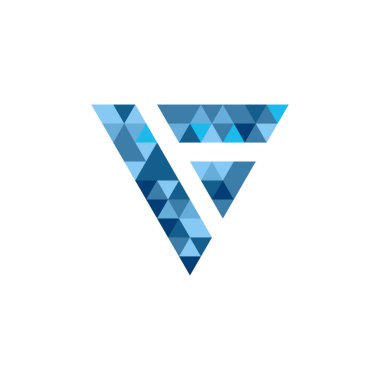 A harfi piksel üçgen şekli. İş kimliği konsepti. Yaratıcı şirket şablonu. Stok Vektörü illüstrasyonu izole edildi