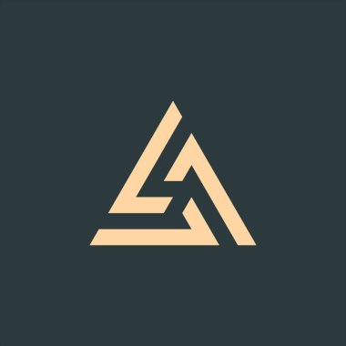 Geometrik üçgen, soyut logo tasarımı. Teknoloji iş kimliği konsepti. Yaratıcı şirket şablonu. Stock Vektör illüstrasyonu