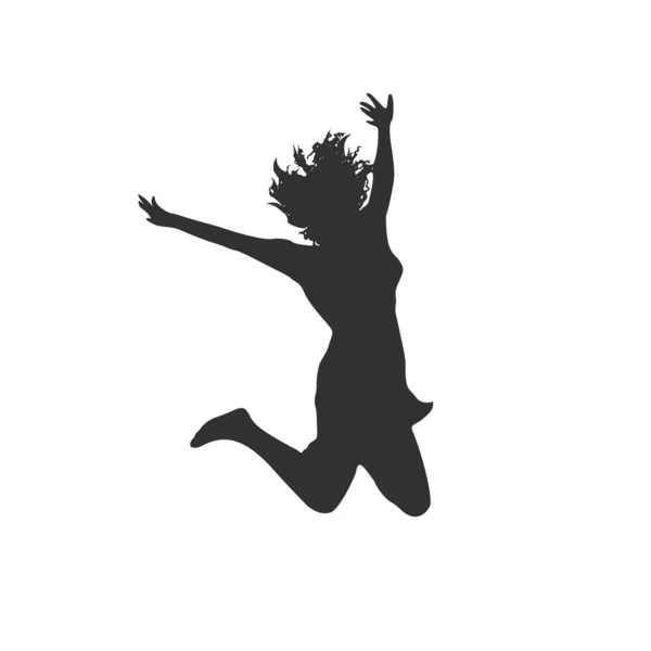 Siluetas Chica Saltando Stock Ilustración Vectorial Aislada — Vector de stock