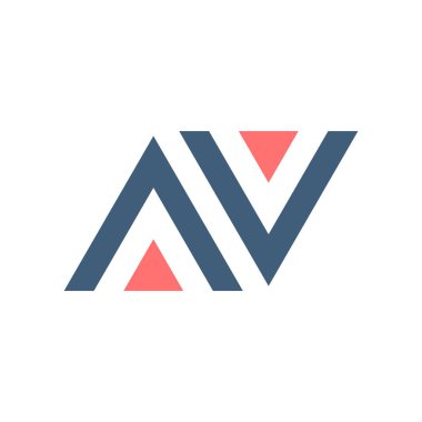 Av Va V ilk harf tabanlı simge üçgen geometrik logo. Teknoloji iş kimliği konsepti. Yaratıcı şirket şablonu. Stok Vektörü illüstrasyonu izole edildi