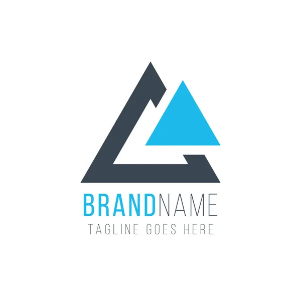 Plantilla Logotipo Moderna Simple Dos Triángulos Elemento Tecnológico Identidad Empresarial — Vector de stock