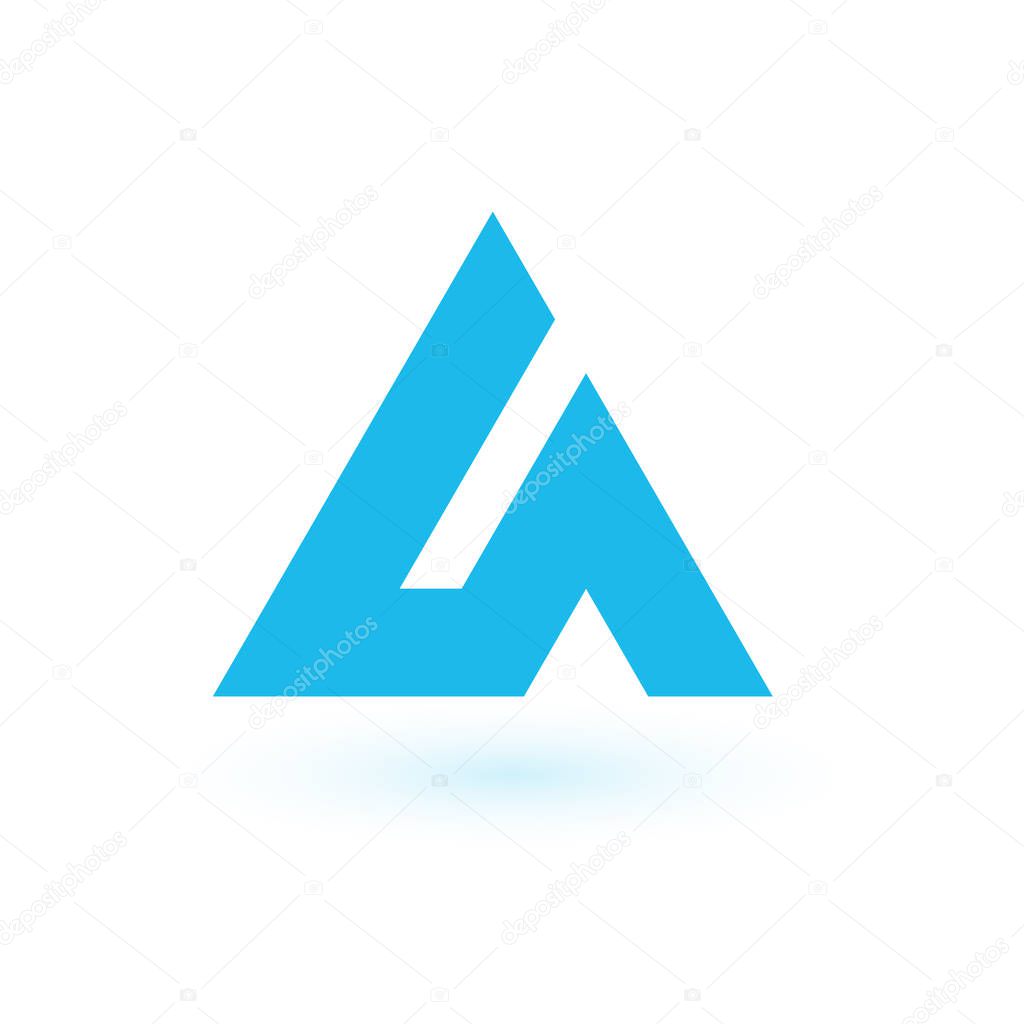 Letter A or delta geometric triangle logo design. Trinity concept. Business identity tech element. Stock Vector illustration isolated