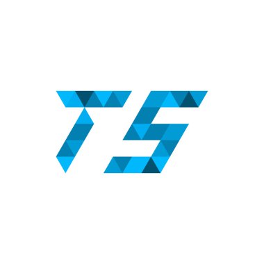 Ts üçgen geometrik piksel harfler logo tasarımı. Şirket kimliği. Teknoloji şirketi logosu. Hisse Vektörü illüstrasyonu beyaz arkaplanda izole edildi.