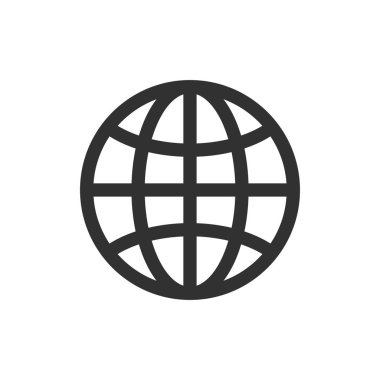 Dünya ikonu. Küre sembolü. Hisse Vektörü illüstrasyonu beyaz arkaplanda izole edildi.