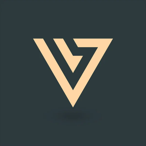 Буква V, геометрический треугольник или стрелка в двух частях логотипа. Технология бизнес-идентичности. Творческий корпоративный шаблон. Векторная иллюстрация на зеленом фоне . — стоковый вектор