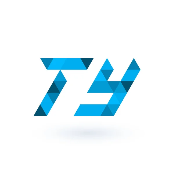 Letras de pixel triangular geométrico inicial TY, elemento de identidade comercial. Stock Ilustração vetorial isolada sobre fundo branco . — Vetor de Stock