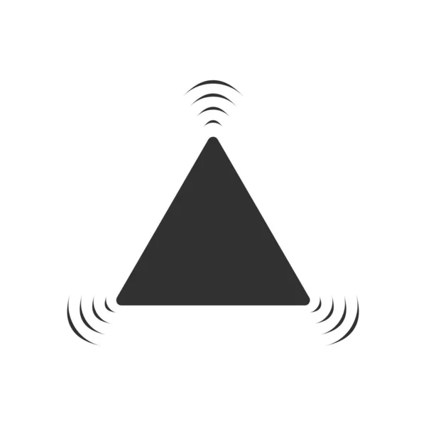 Schwarzes Warnschild mit Warnblinkanlage. Vorsicht Symbol, Sicherheitshinweise. Aktienvektordarstellung isoliert auf weißem Hintergrund. — Stockvektor