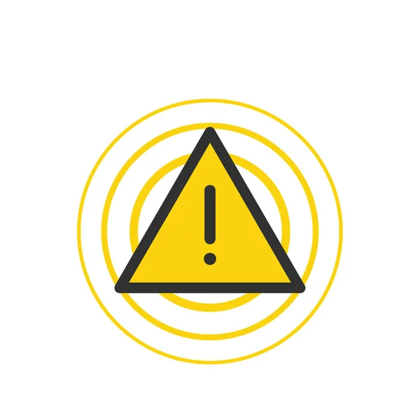 黄色の点滅ハザード警告注意サイン。注意アイコン、安全指示。白を基調としたストックベクトルイラスト. — ストックベクタ