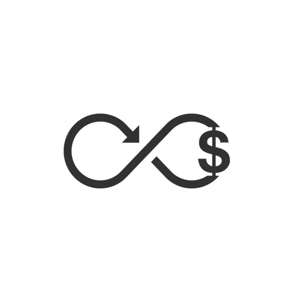 Infinity Coin Dollar sign Icon Logo Design Element. Stock Vector illustration isolated on white background. — Stok Vektör