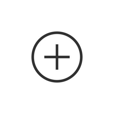 Artı işaret simgesi. Pozitif sembol. Yakınlaştır. Yuvarlak düğme ekle. Hisse Vektörü illüstrasyonu beyaz arkaplanda izole edildi.