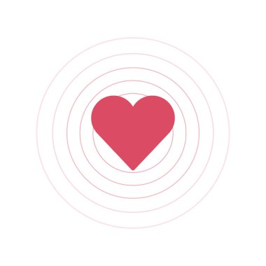 Kalp fırında dairelerle atıyor, aşk titreşimleri. Hisse Vektörü illüstrasyonu beyaz arkaplanda izole edildi.