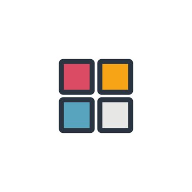 Dört kare logo tasarımı. Şebeke, vektör yönetici panelleri, web sitesi, arayüzler, mobil uygulamalar için kullanılabilir. Hisse Vektörü illüstrasyonu beyaz arkaplanda izole edildi.