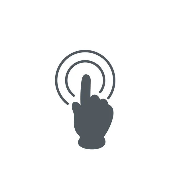 Cursore toccare il gesto della mano, fare clic sull'icona con cerchi. Illustrazione vettoriale di serie isolata su sfondo bianco . — Vettoriale Stock