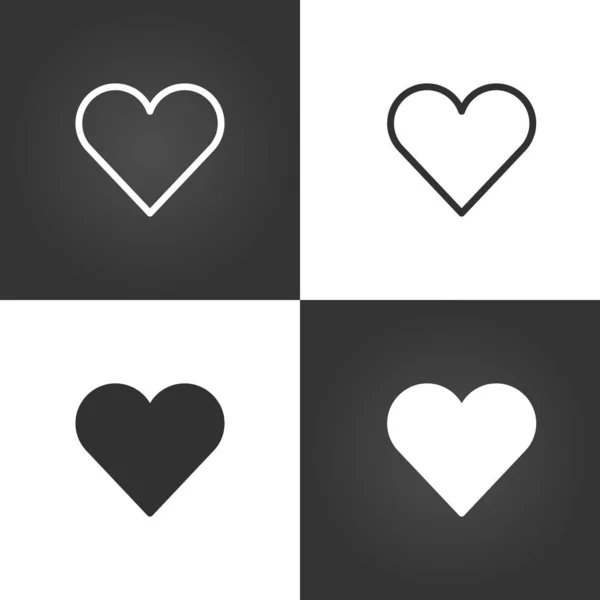 Preferiti, cuore set di icone lineari piatte minimali isolate. Icone vettoriali di linea per siti web e design piatto minimalista mobile . — Vettoriale Stock