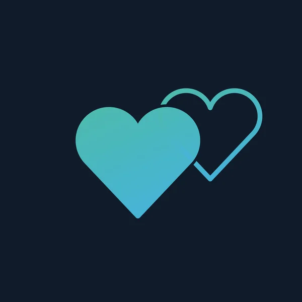 Amor de pareja, señal de Dos Corazones. Símbolo de San Valentín. Stock Ilustración vectorial aislada sobre fondo azul . — Vector de stock