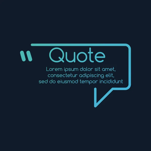 Innovatieve vector offerte sjabloon tussen aanhalingstekens. Creatieve vector banner illustratie met een quote in een frame met quotes. Vector illustratie geïsoleerd op blauwe achtergrond. — Stockvector