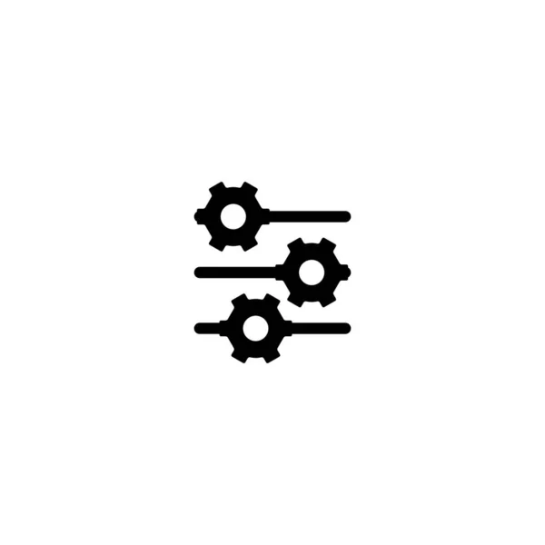 Tres Ruedas Engranaje Negro Deslizantes Sobre Fondo Blanco Icono Configuración — Archivo Imágenes Vectoriales