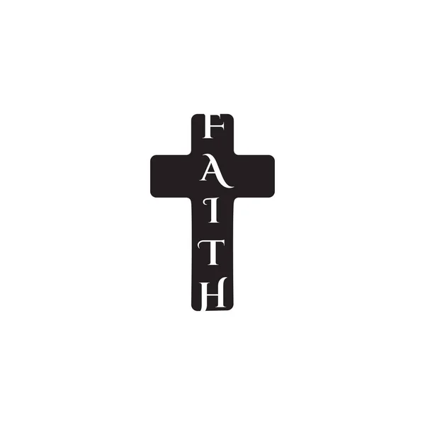 Λέξη Πίστη Σχήμα Σταυρού Χριστιανικό Σύμβολο Απομονωμένη Διανυσματική Απεικόνιση Αποθέματος — Διανυσματικό Αρχείο