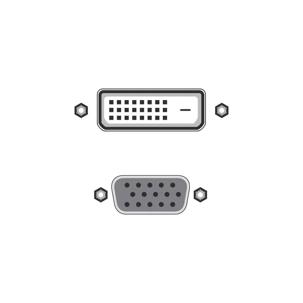 Vga Dvi Poort Connector Voorraadvectorillustratie Geïsoleerd — Stockvector