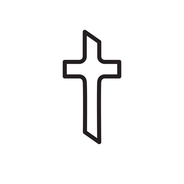 Christian Σταυρό Εικονίδιο Επίπεδη Σχεδίαση Εικονογράφηση Διανύσματος Αφηρημένος Γραμμικός Χριστιανικός — Διανυσματικό Αρχείο