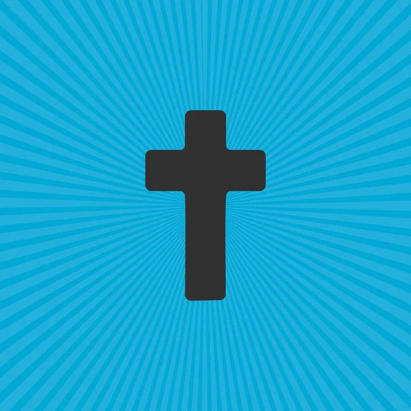 Icona Croce Cristiana Design Piatto Sfondo Soleggiato Illustrazione Vettoriale Croce — Vettoriale Stock