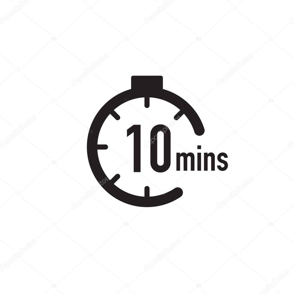 10 minutes timer, stopwatch or countdown icon. Time measure. Chronometr icon. Stock Vector illustration isolated