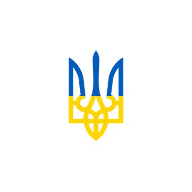 Ukrayna Mavisi ve sarı armalı mızrak ulusal sembolü. Stok Vektörü illüstrasyonu izole edildi