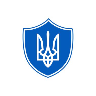 Kalkanda Ukrayna arması, üç dişli ulusal Ukrayna amblemi, Stock Vector çizimi izole edilmiş.