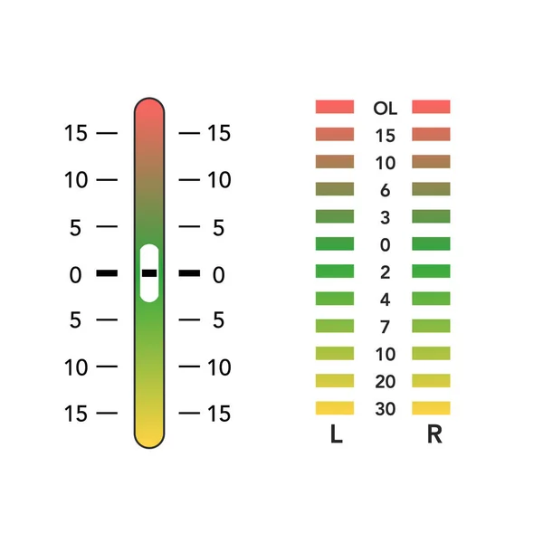 Настройки Ползунка Эквалайзера Индикатора Перегрузки Уровня Изолированная Векторная Иллюстрация — стоковый вектор