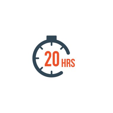 20 saatlik tur zamanlayıcı ya da geri sayım simgesi. Teslim tarihi konsepti. Teslimat zamanı. Stok Vektörü illüstrasyonu izole edildi