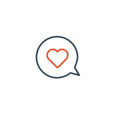 Aşk mesajı, konuşma balonu ikonunda doğrusal kalp, iyi geri bildirim. Stok Vektörü illüstrasyonu izole edildi