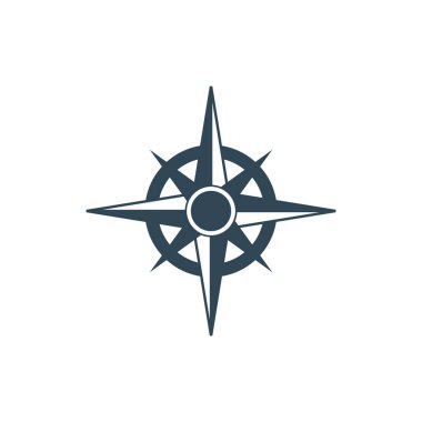 Mavi pusula gülü. Avrupa koruması. Harita sembolü. Deniz coğrafyası. Stok Vektörü illüstrasyonu izole edildi