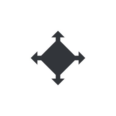 Farklı yönlerde dört oklu lojistik paket. Stok Vektörü illüstrasyonu izole edildi